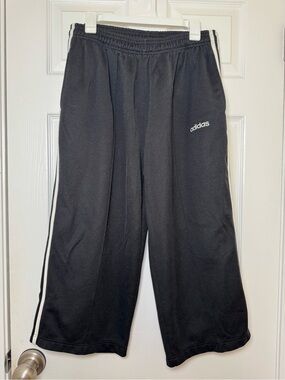 adidas Black Sweatpant Joggers with White Side Stripes - Kids